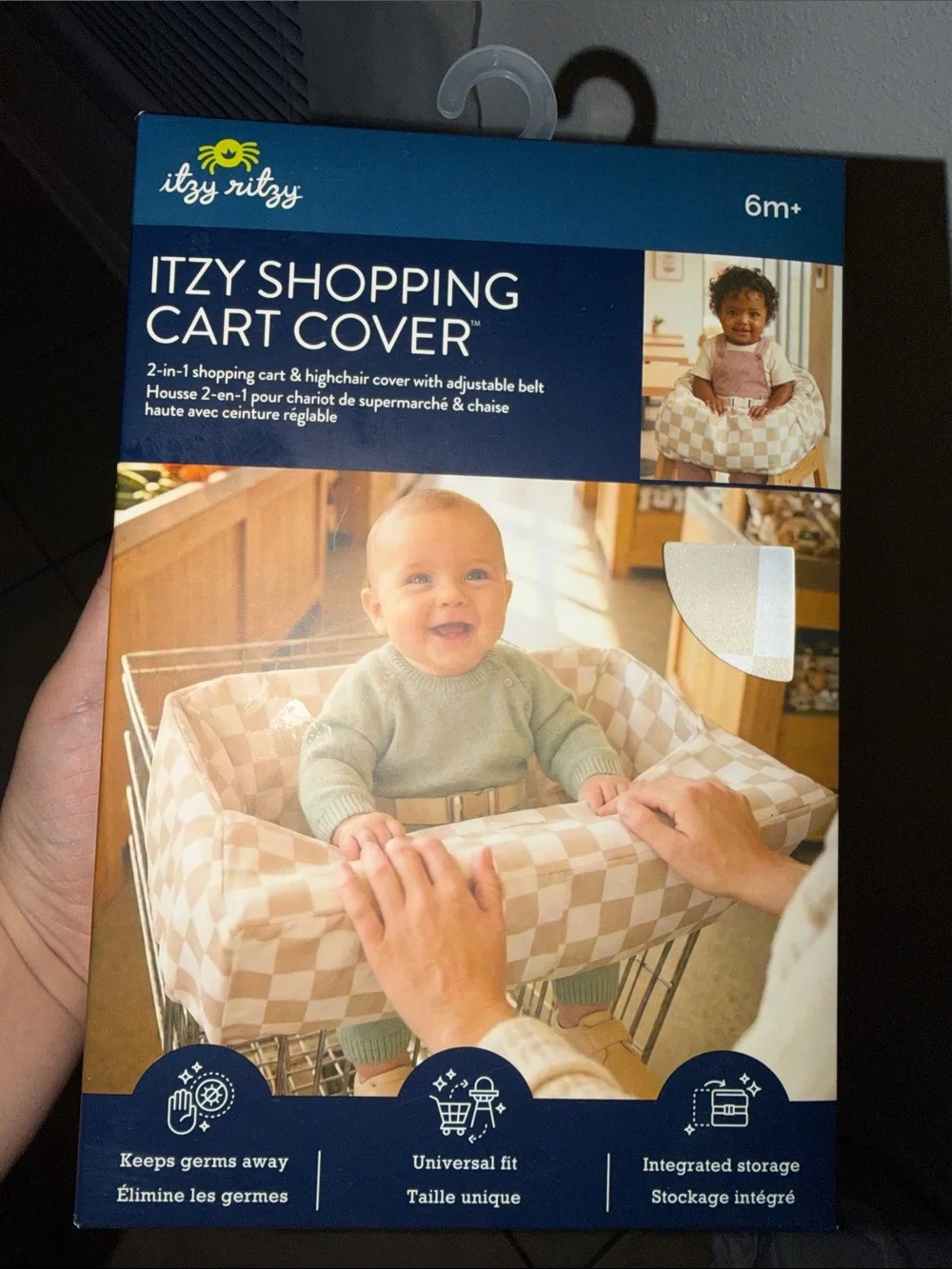 Itzy Ritzy Cream Nude Checkered Shopping Cart Cover
